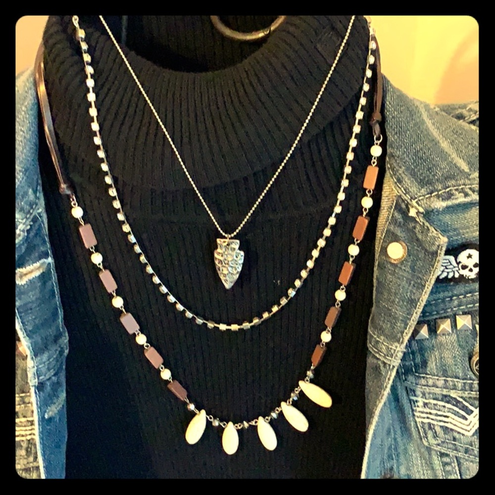 Gifted to buyer...Layered silver/bead necklace - Picture 1 of 6